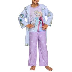 (NEW) Disney Frozen - Character Girls 3-Piece Robe & Pajama Set